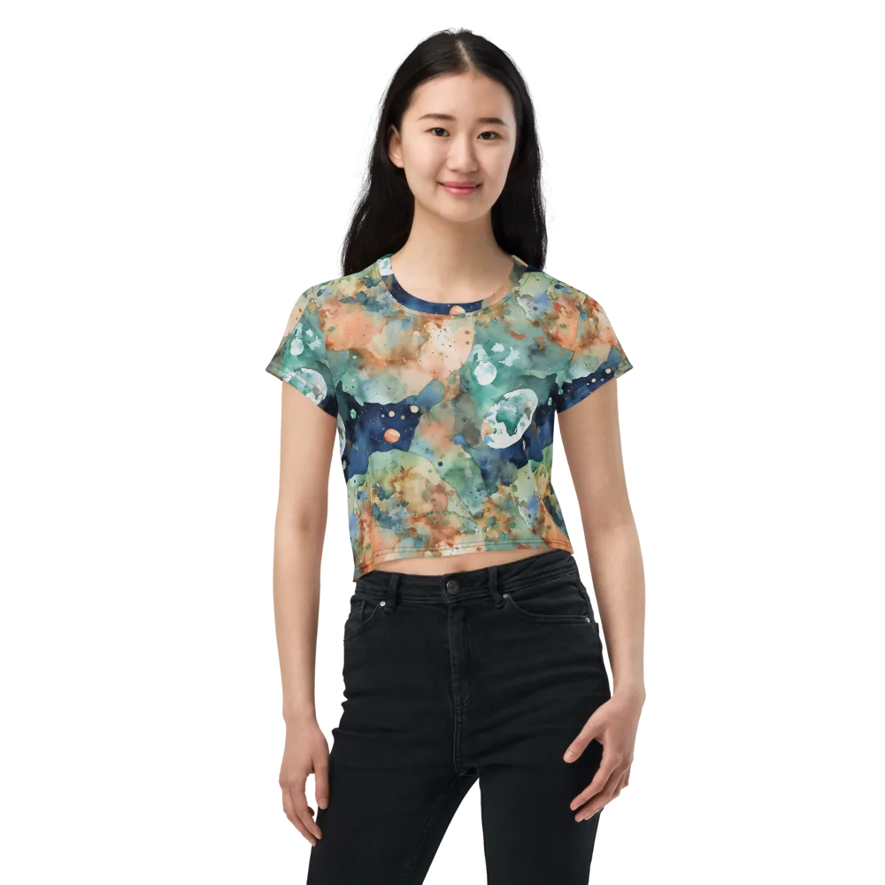 Celestial Watercolor on Crop Tee — Front