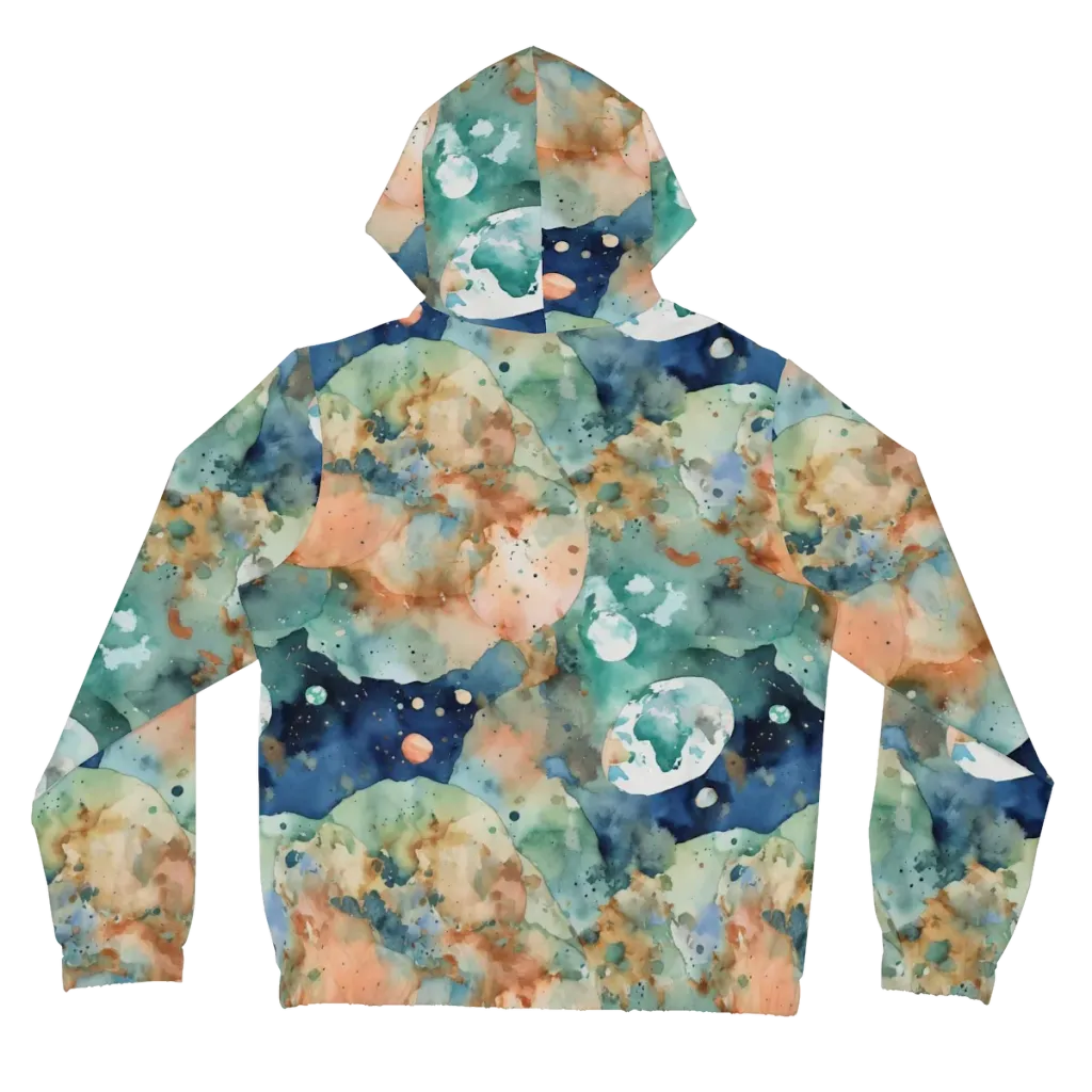 Celestial Watercolor on Women's Full-Zip Hoodie — Back