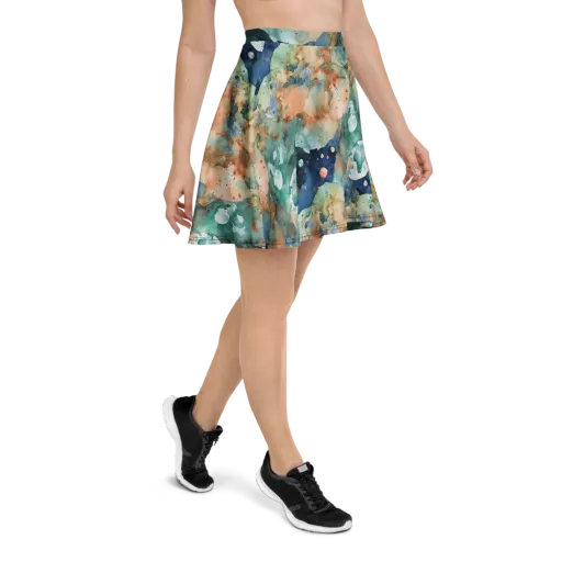 Celestial Watercolor on a Skater Skirt