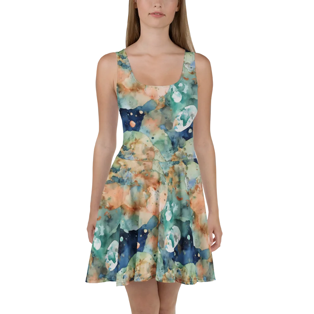 Celestial Watercolor on Skater Dress — Front