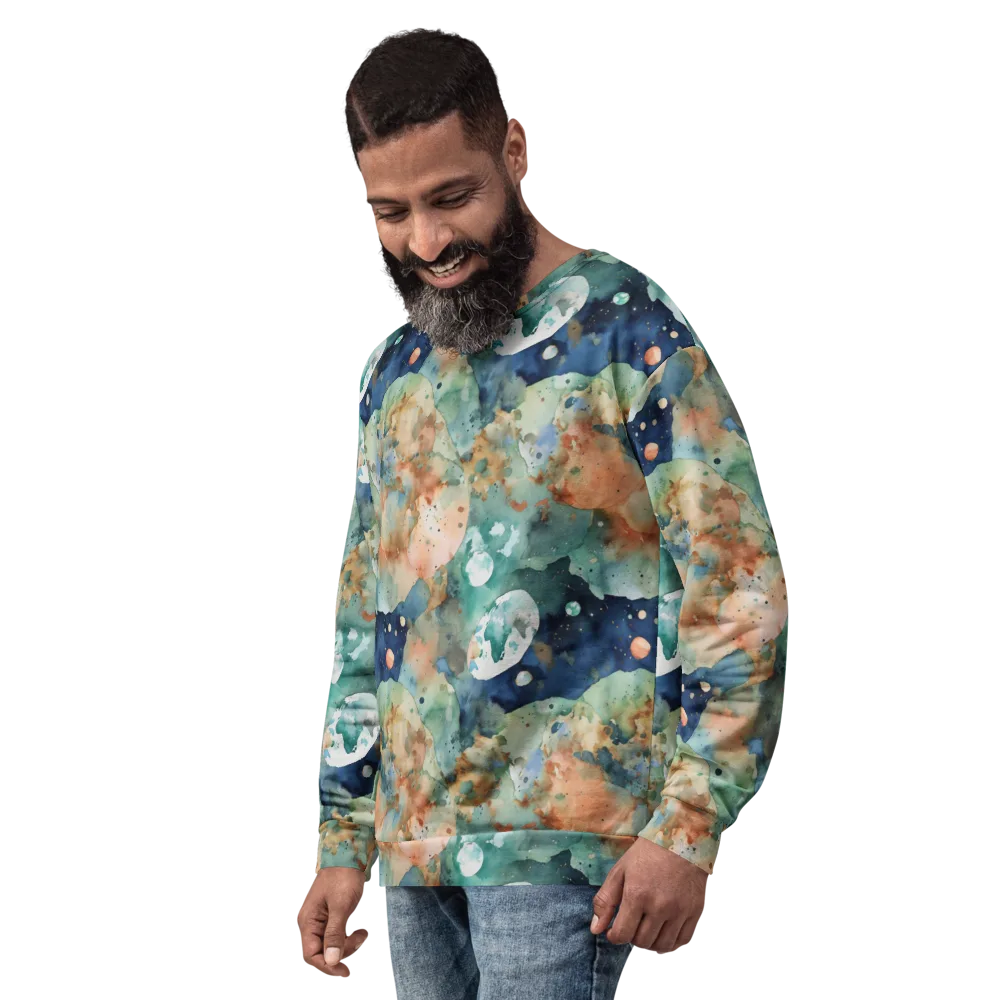 Celestial Watercolor on Sweatshirt — Left Front