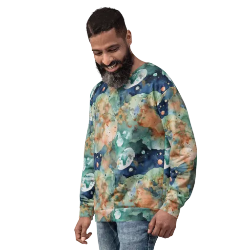 Celestial Watercolor on a Sweatshirt