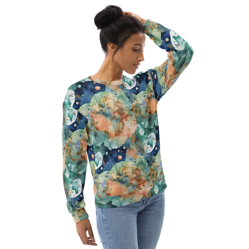 Celestial Watercolor on Sweatshirt — Right Front