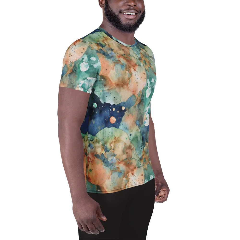 Celestial Watercolor on Men's Athletic T-Shirt — Right