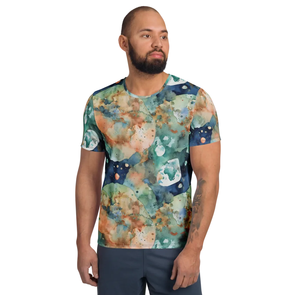 Celestial Watercolor on Men's Athletic T-Shirt — Front