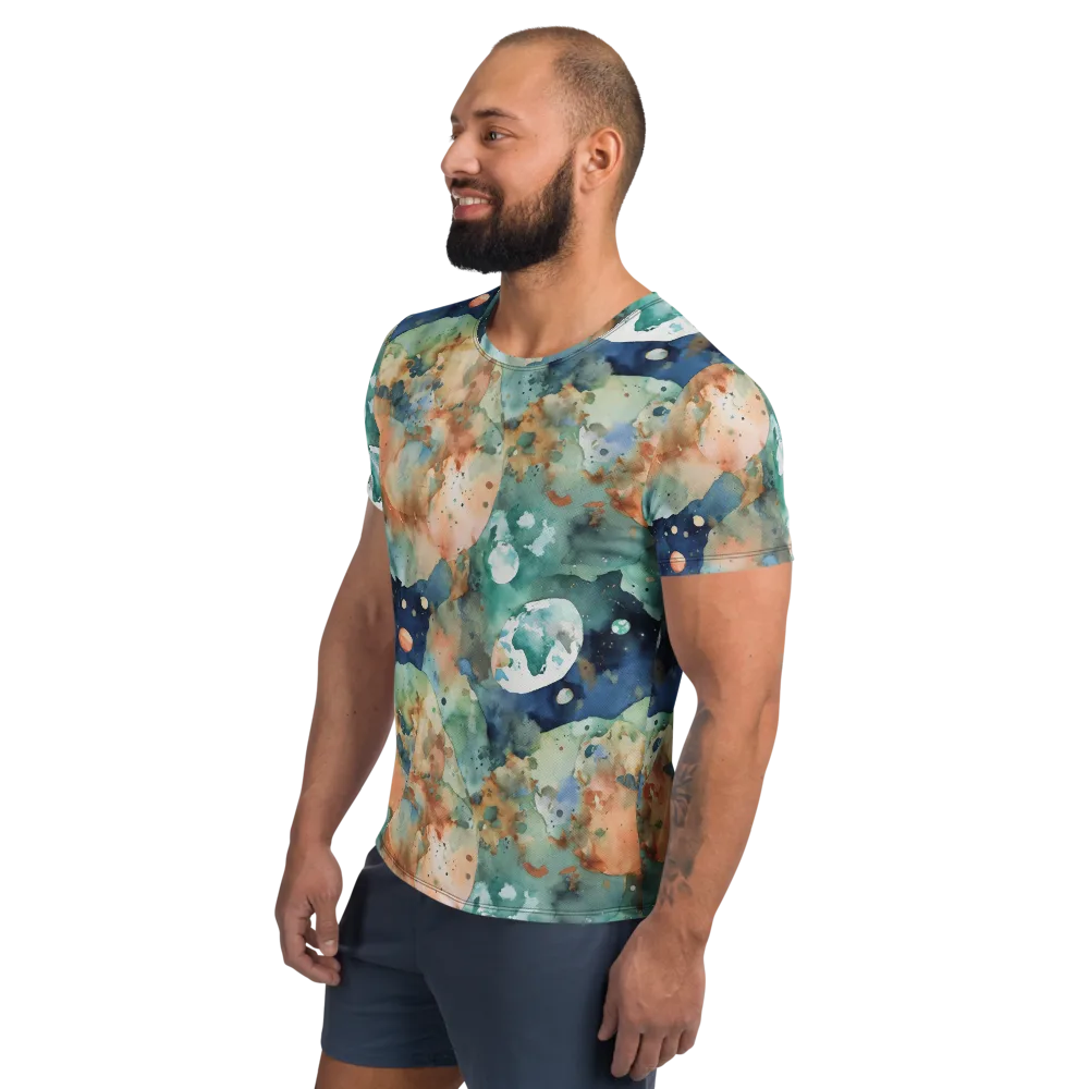 Celestial Watercolor on Men's Athletic T-Shirt — Left