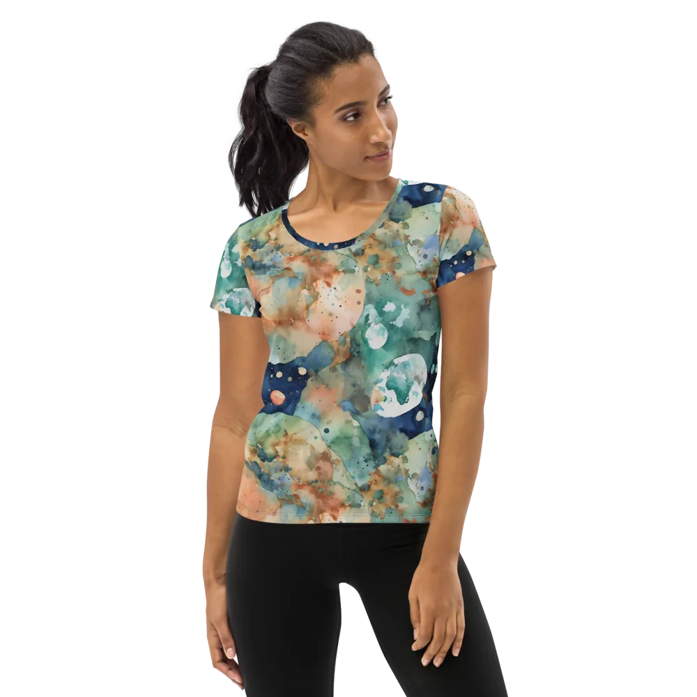 Celestial Watercolor on Women's Athletic T-Shirt — Front