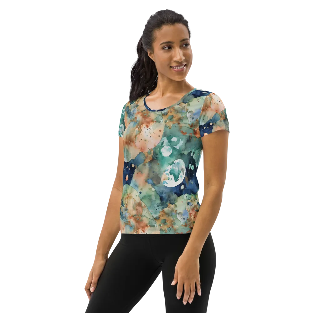 Celestial Watercolor on Women's Athletic T-Shirt — Left
