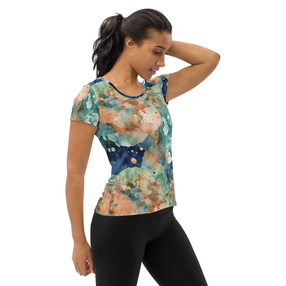 Celestial Watercolor on Women's Athletic T-Shirt — Right