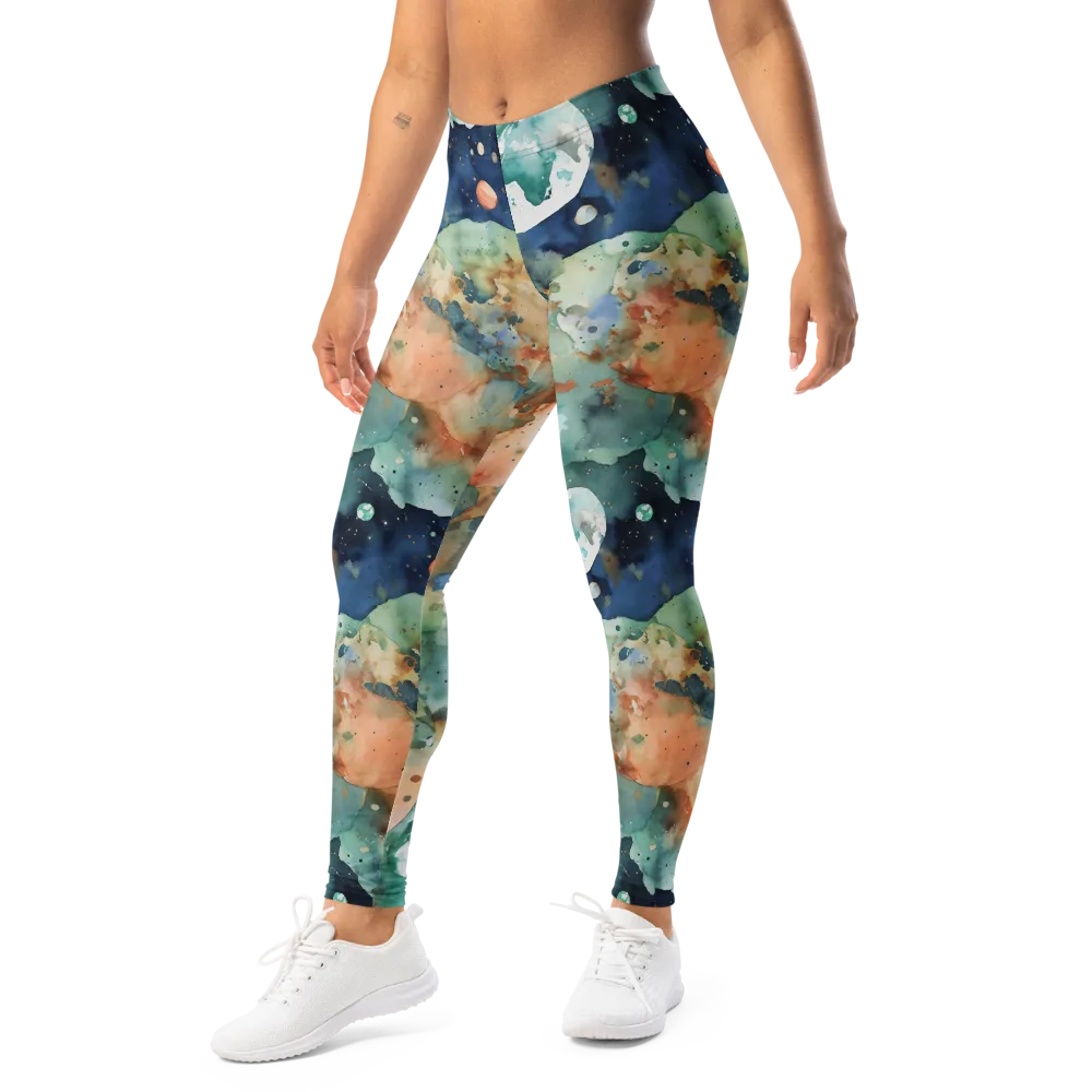 Celestial Watercolor on Leggings — Left Front