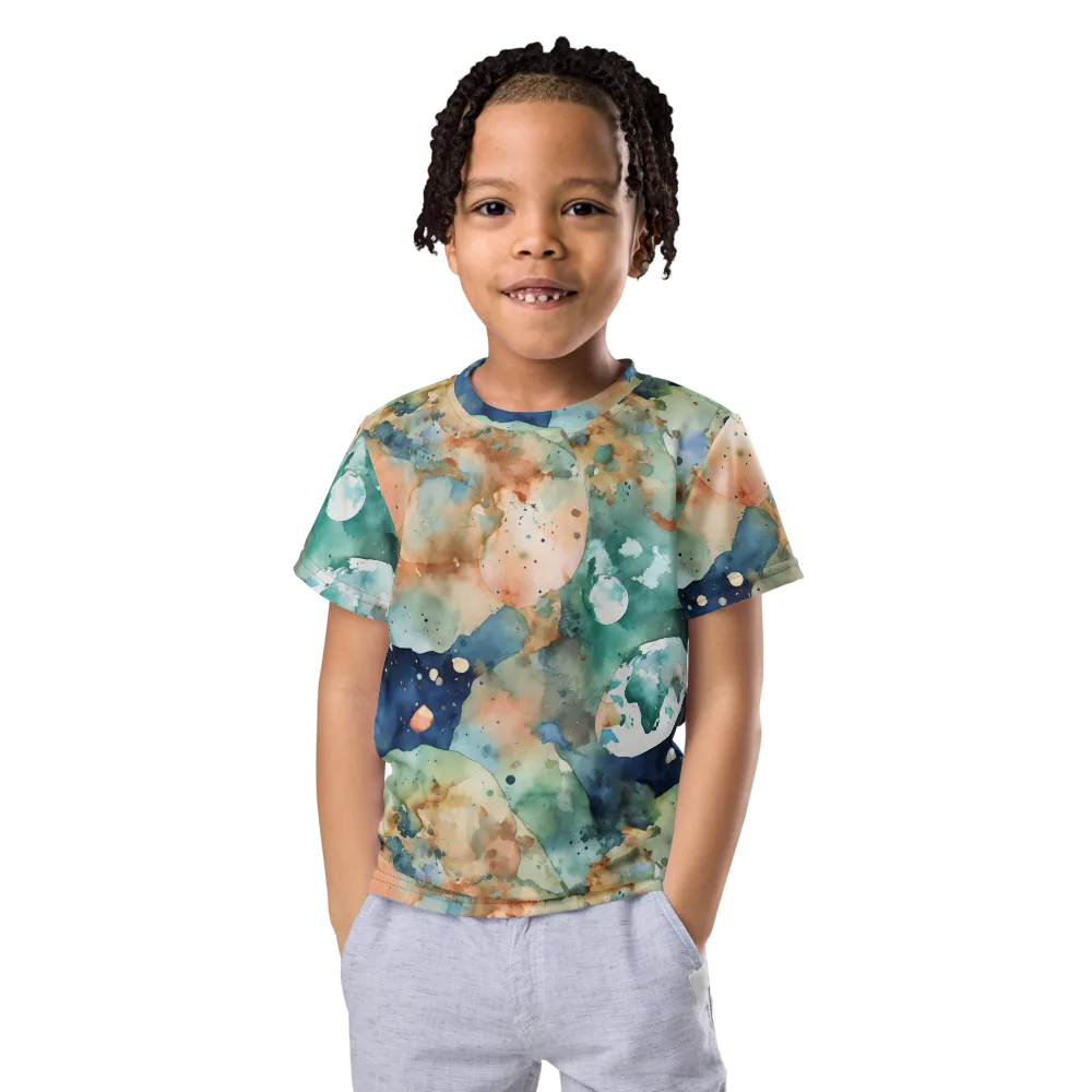 Celestial Watercolor on Kids Crew Neck T-Shirt — Front