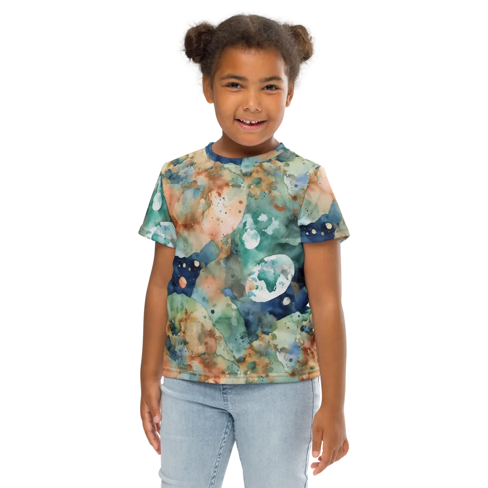 Celestial Watercolor on Kids Crew Neck T-Shirt — Front