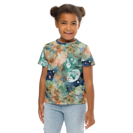 Celestial Watercolor on a Kids Crew Neck T-Shirt
