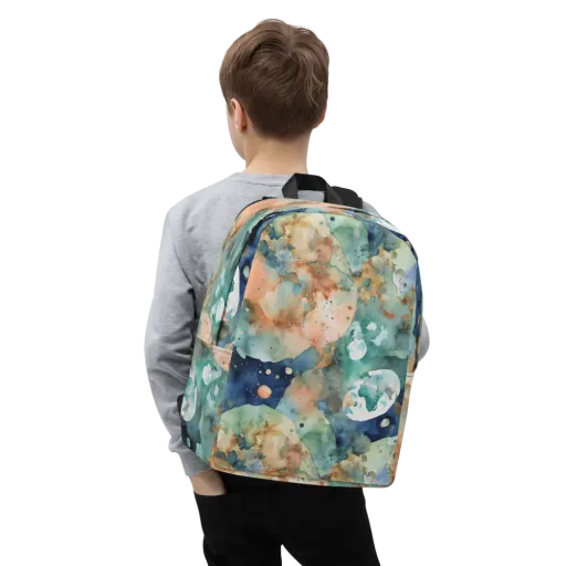 Celestial Watercolor on a Minimalist Backpack