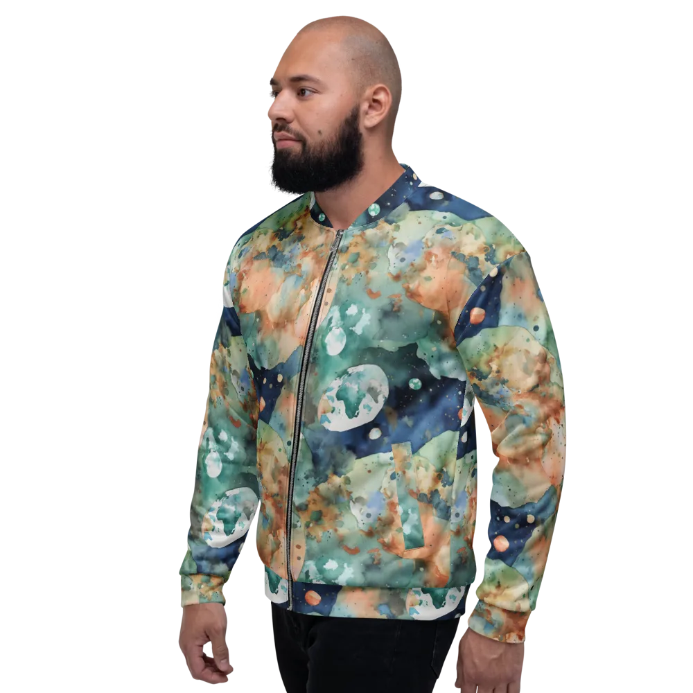 Celestial Watercolor on Bomber Jacket — Left