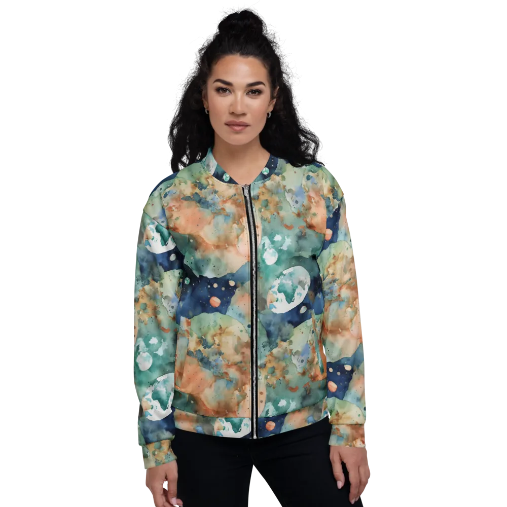 Celestial Watercolor on Bomber Jacket — Front
