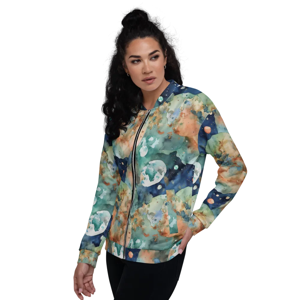Celestial Watercolor on Bomber Jacket — Left