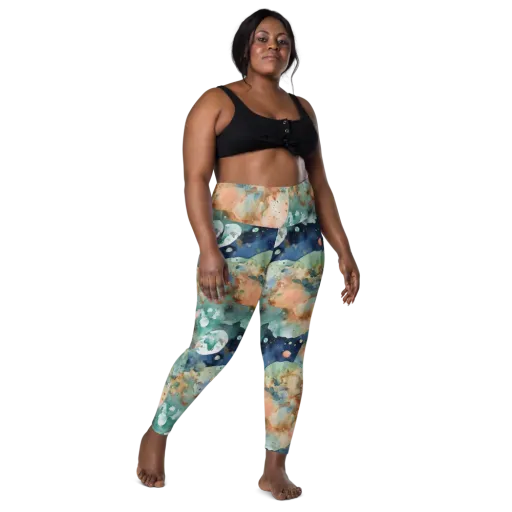 Celestial Watercolor on a Leggings with Pockets