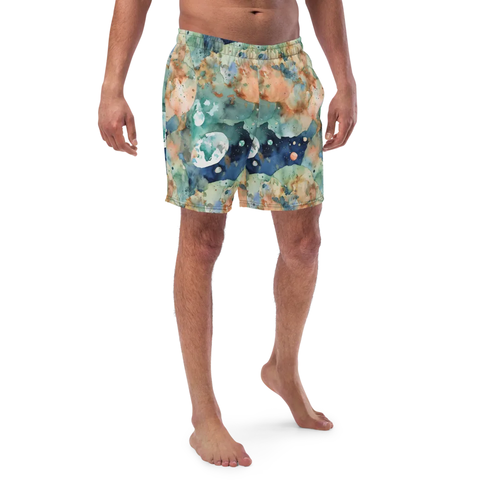 Celestial Watercolor on Swim Trunks — Front