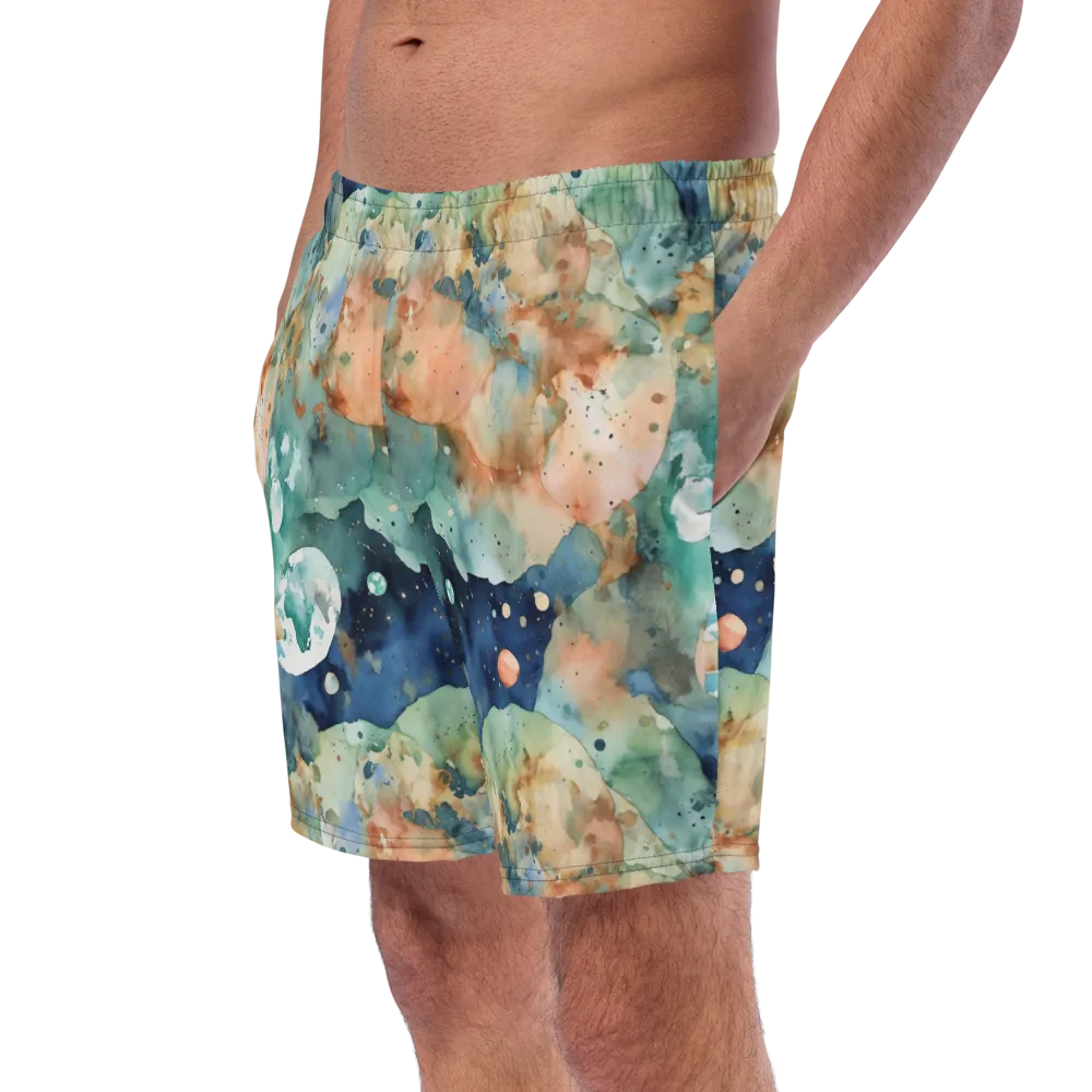 Celestial Watercolor on Swim Trunks — Left Front
