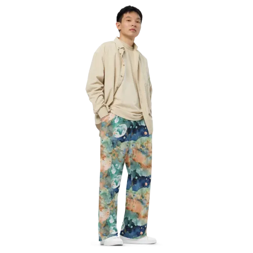 Celestial Watercolor on a Wide-Leg Pants