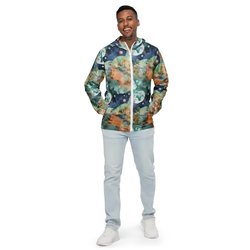 Celestial Watercolor on a Men's Windbreaker