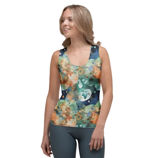 Celestial Watercolor on a Women's Tank Top