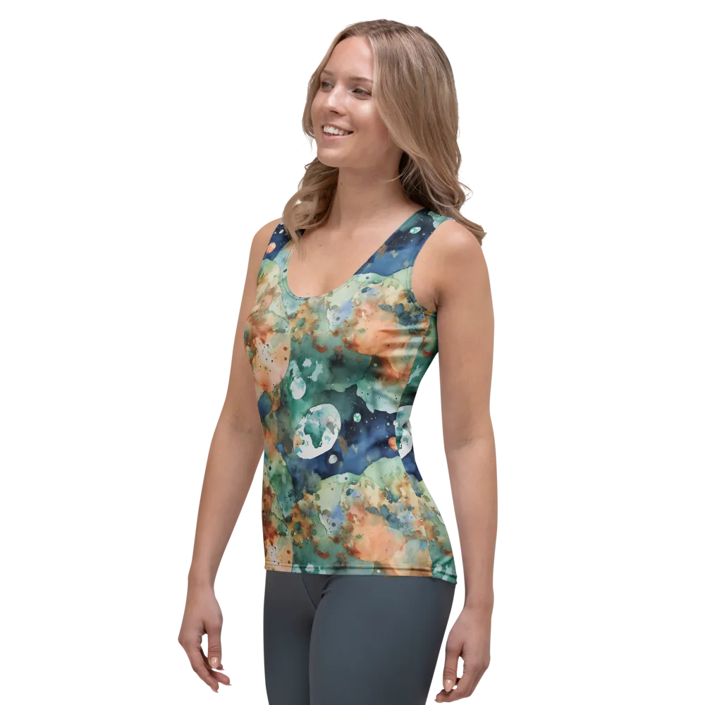 Celestial Watercolor on Women's Tank Top — Left Front