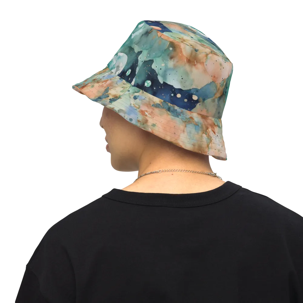 Celestial Watercolor on Reversible Bucket Hat — Back Inside