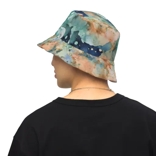 Celestial Watercolor on a Reversible Bucket Hat