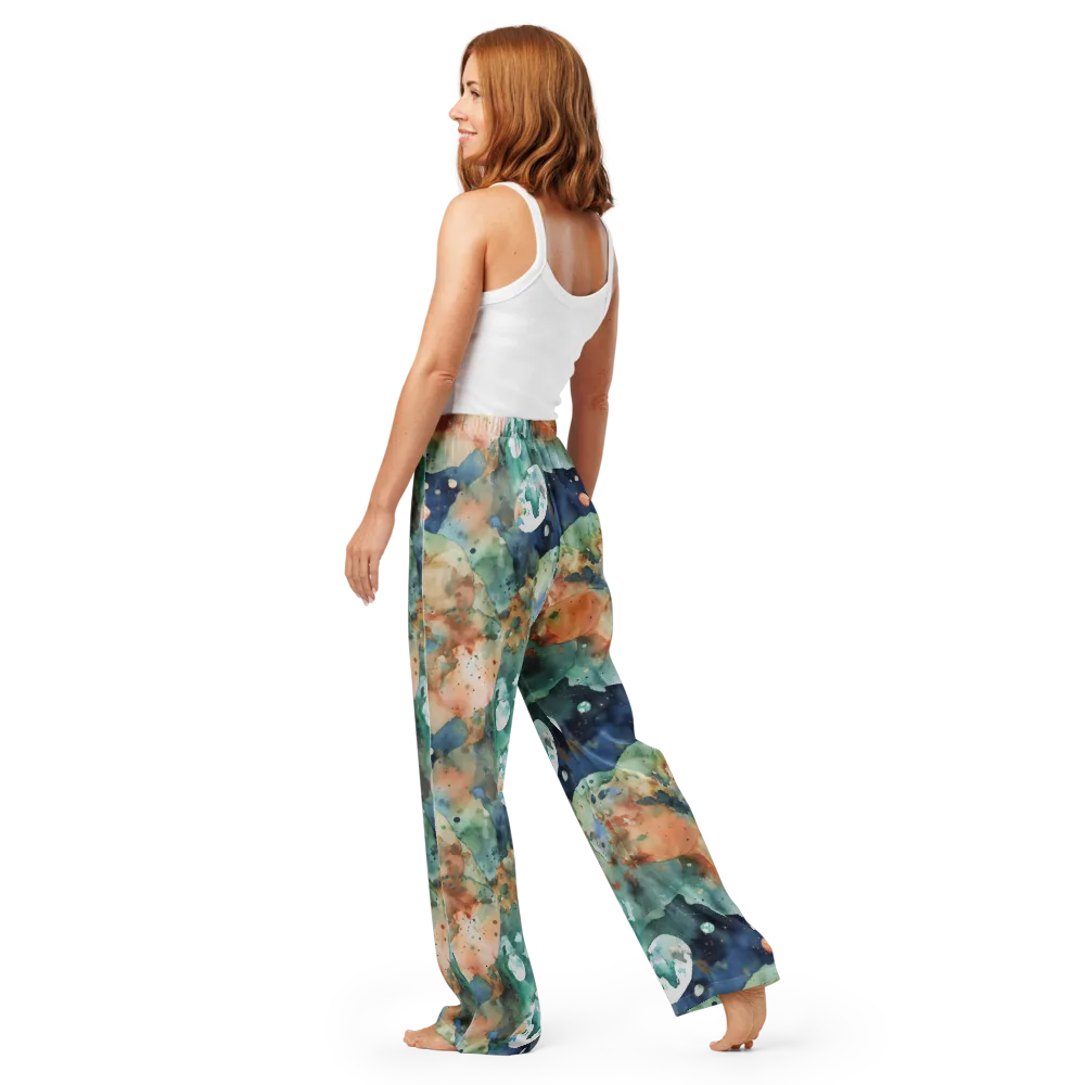 Celestial Watercolor on Women's Pajama Pants — Back