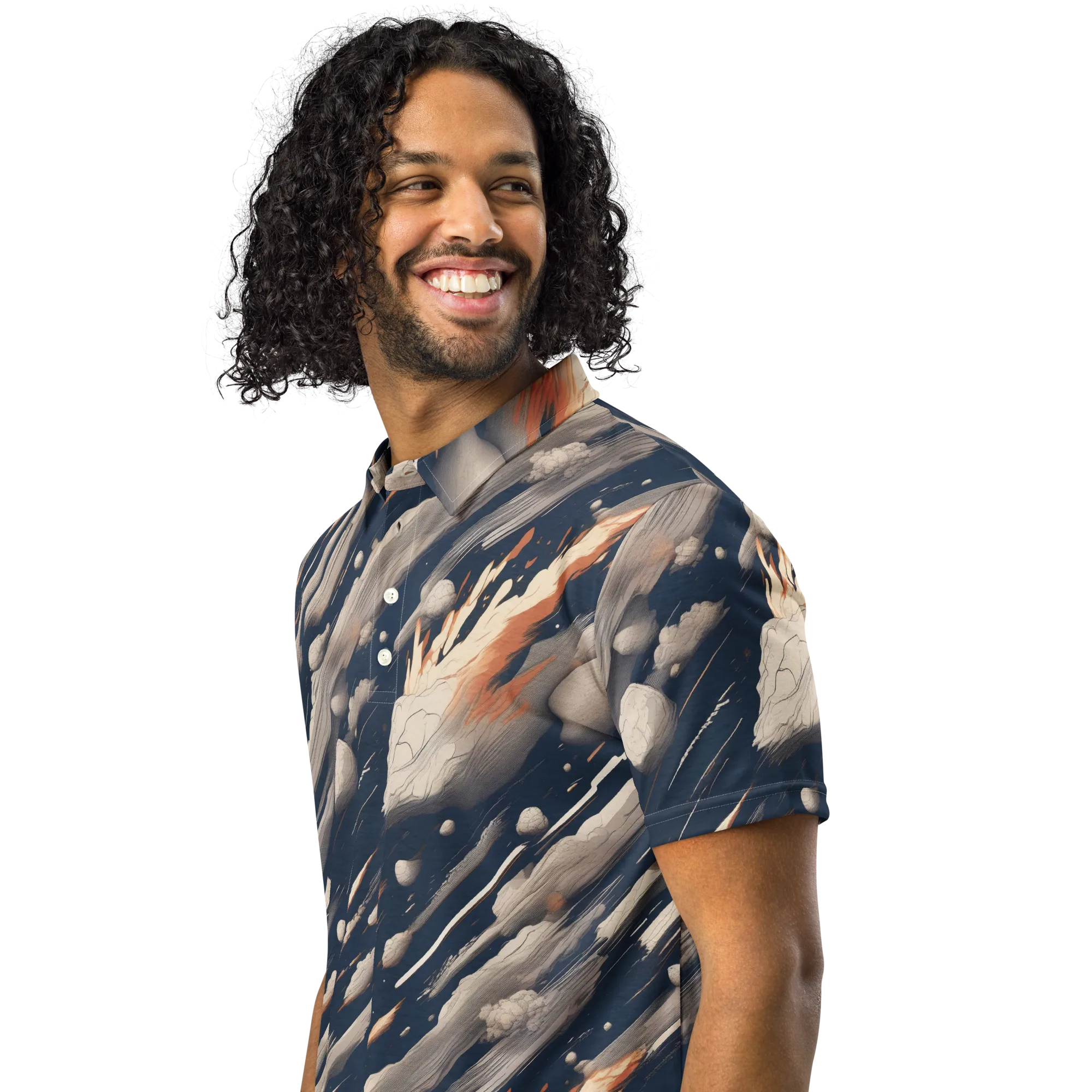 Comet Atelier on Men's Slim Fit Polo Shirt — Left Front