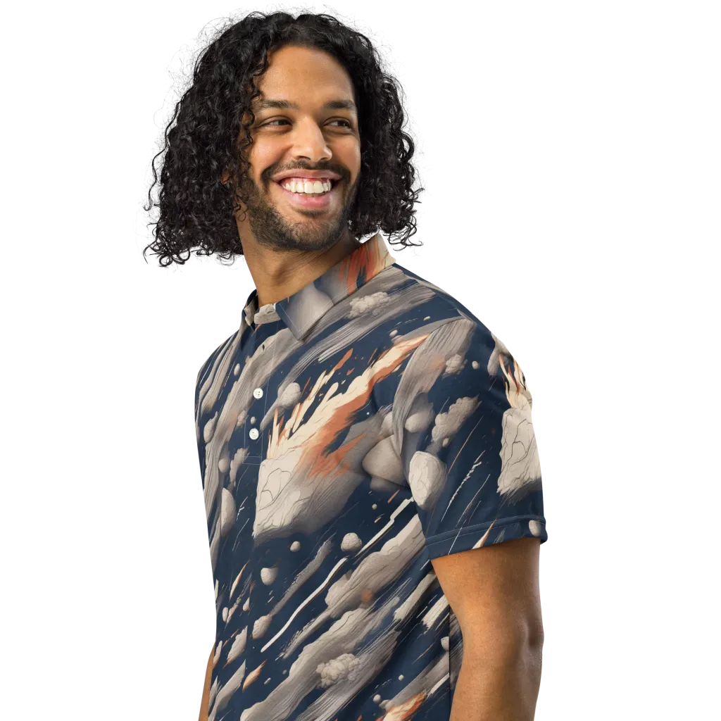Comet Atelier on Men's Slim Fit Polo Shirt — Left Front