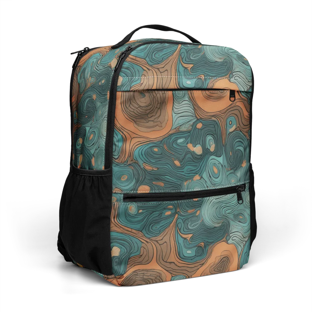 Teal Topography on Utility Backpack — Right Front