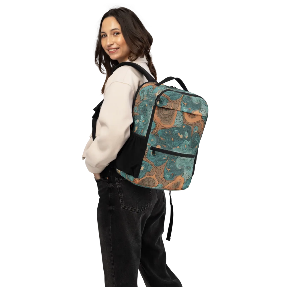 Teal Topography on Utility Backpack — Back