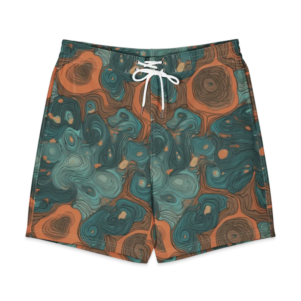 Teal Topography on Men's Board Shorts — Front