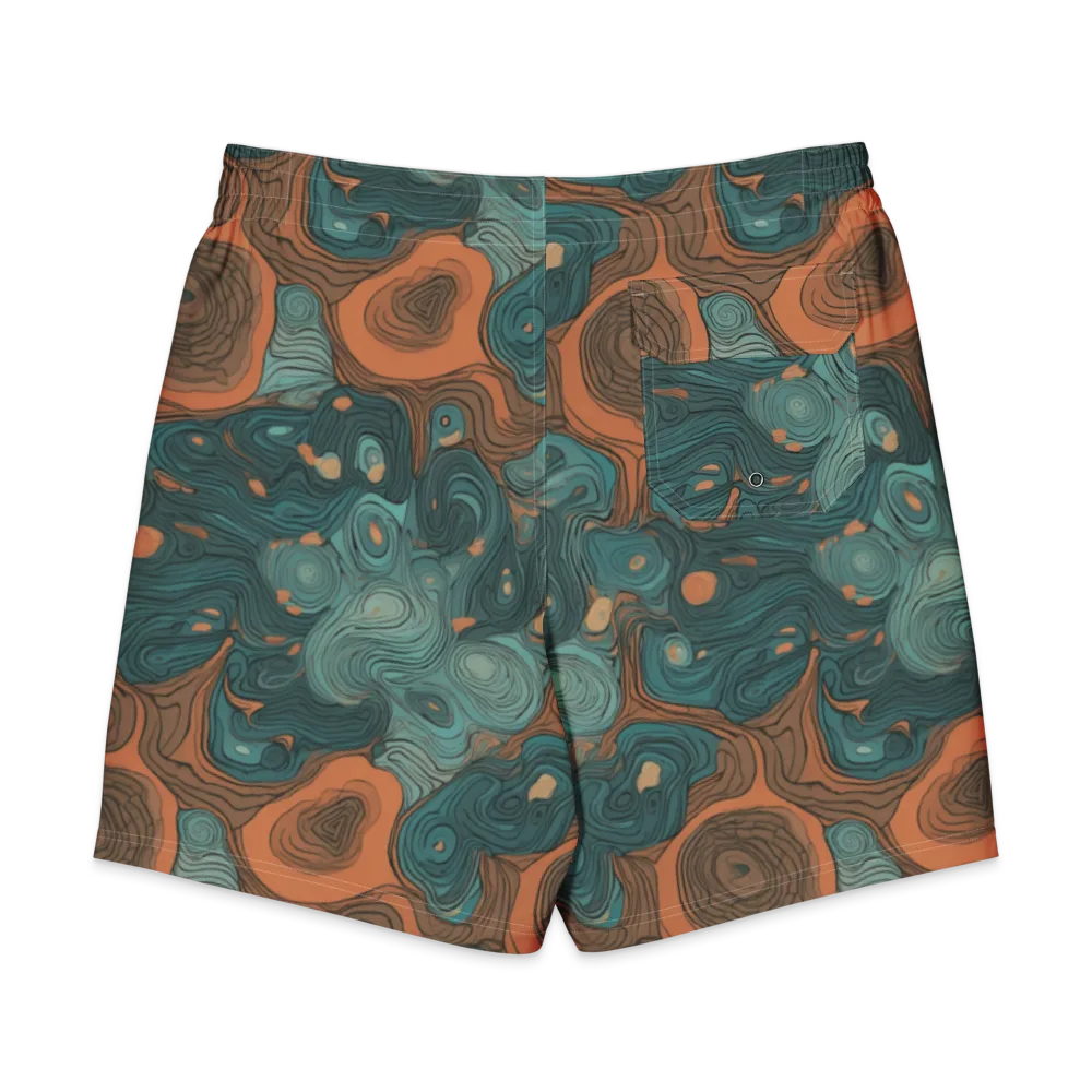 Teal Topography on Men's Board Shorts — Back