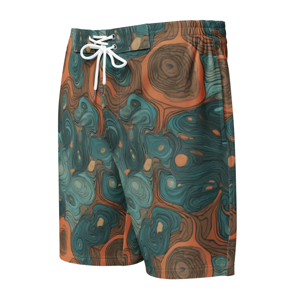 Teal Topography on Men's Board Shorts — Front