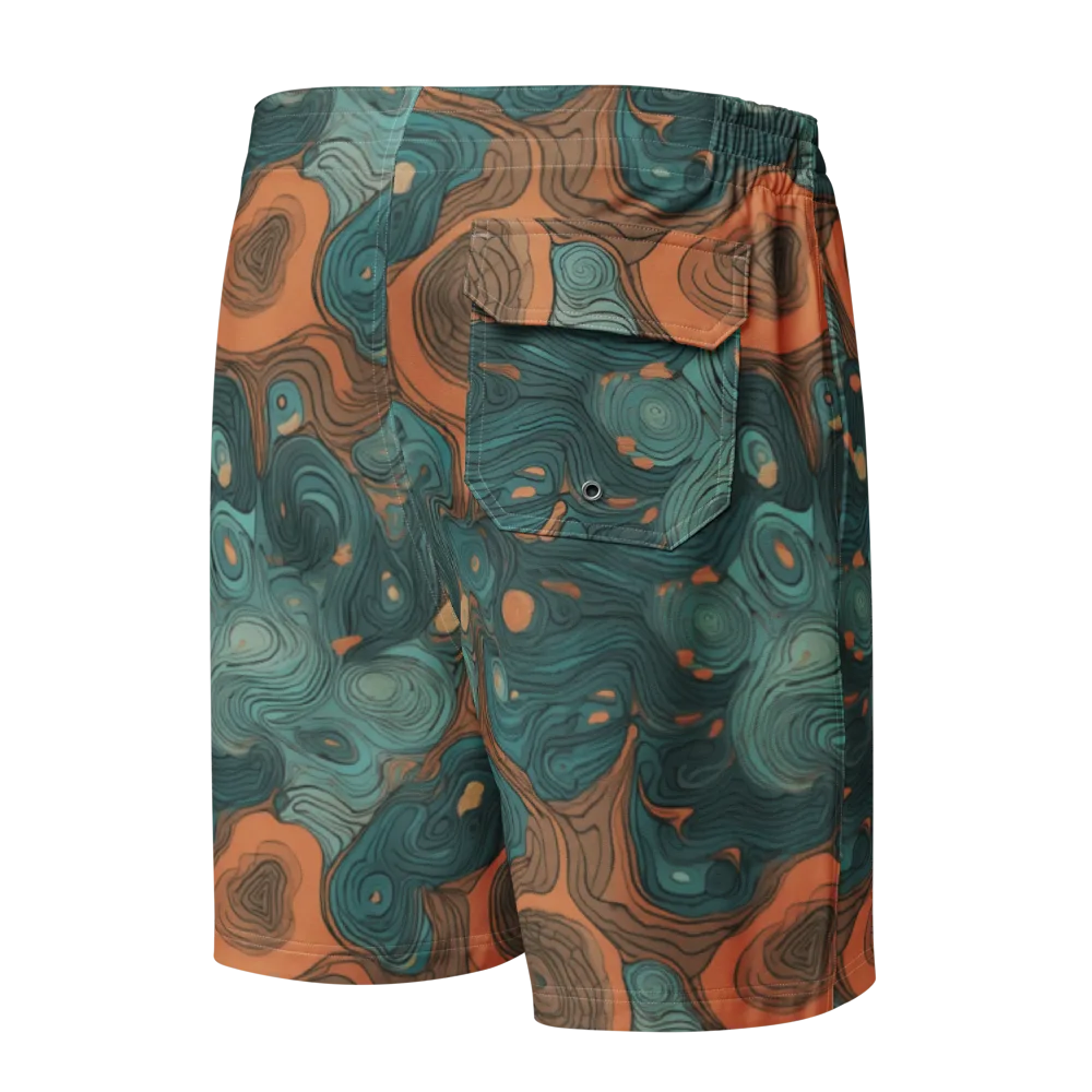 Teal Topography on Men's Board Shorts — Back