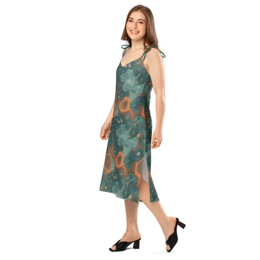 Teal Topography on a Slip Dress