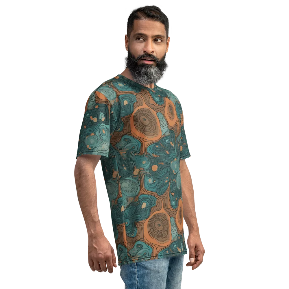 Teal Topography on Men's Crew Neck T-Shirt — Right