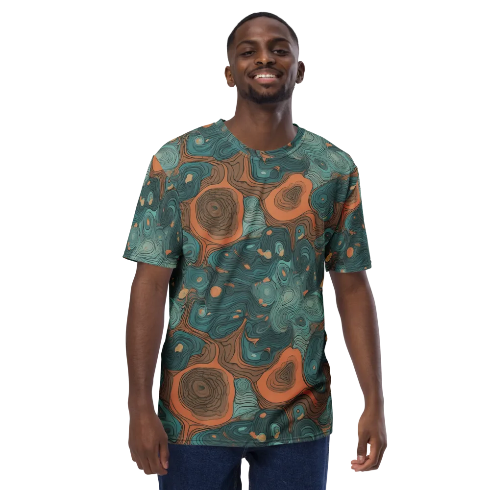 Teal Topography on Men's Crew Neck T-Shirt — Front