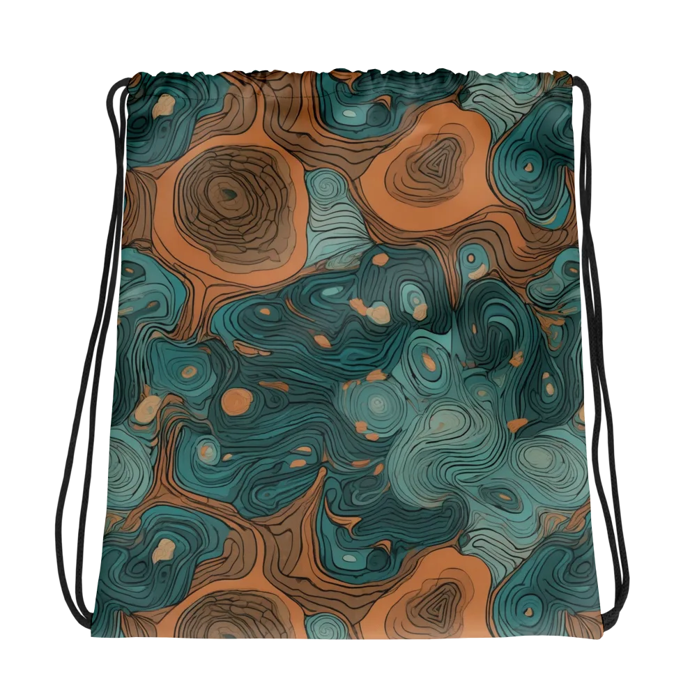 Teal Topography on Drawstring Bag — Photo