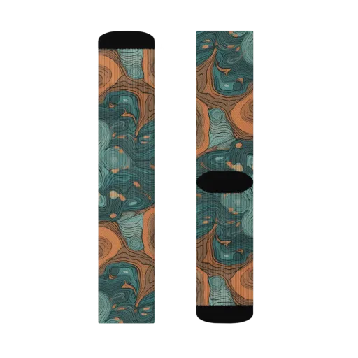 Teal Topography on a Socks