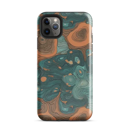 Teal Topography on a Tough Case for iPhone®