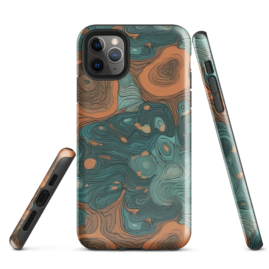 Teal Topography on Tough Case for iPhone® — Front