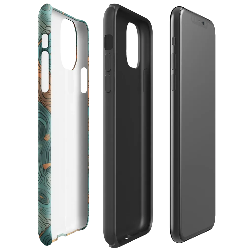 Teal Topography on Tough Case for iPhone® — Right