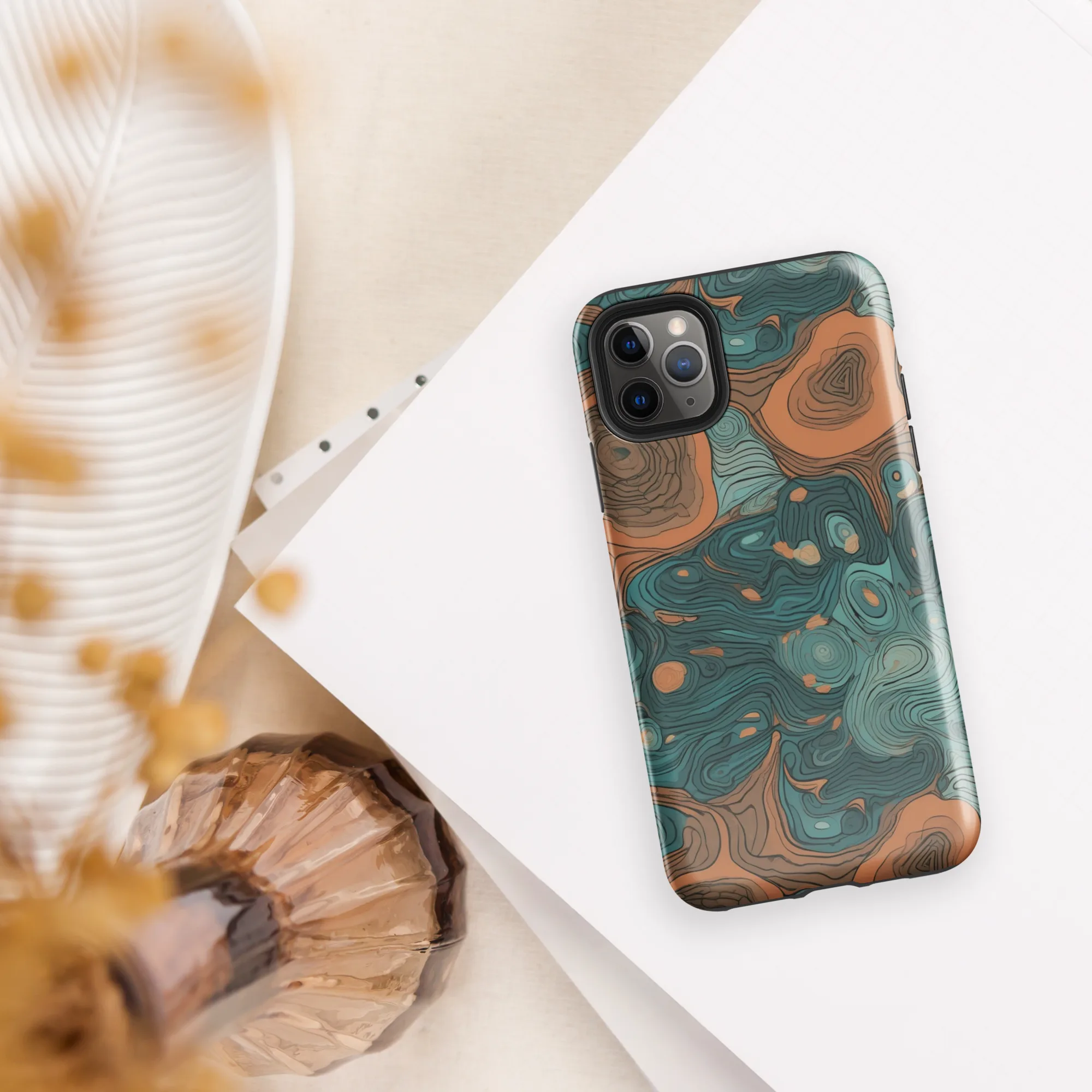 Teal Topography on Tough Case for iPhone® — Front