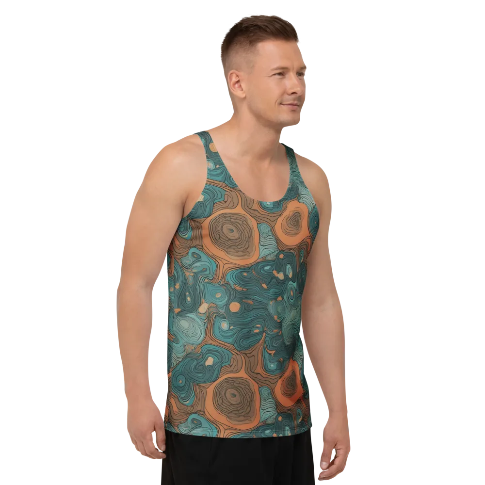 Teal Topography on Men's Tank Top — Right Front
