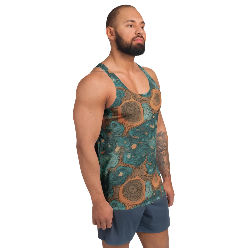 Teal Topography on Men's Tank Top — Right Front